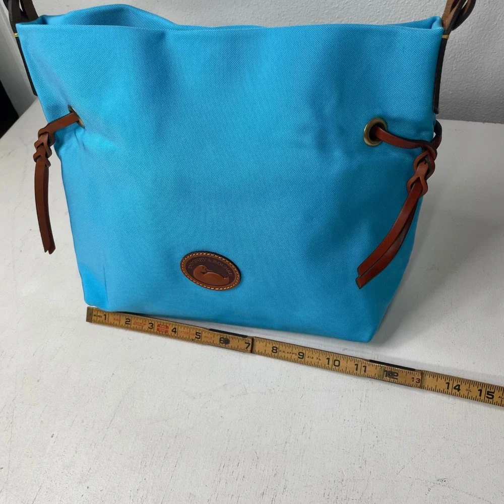 NWOT Dooney & Bourke Sky Blue Hobo Shoulder Bag Nylon Purse Leather Trim Preppy